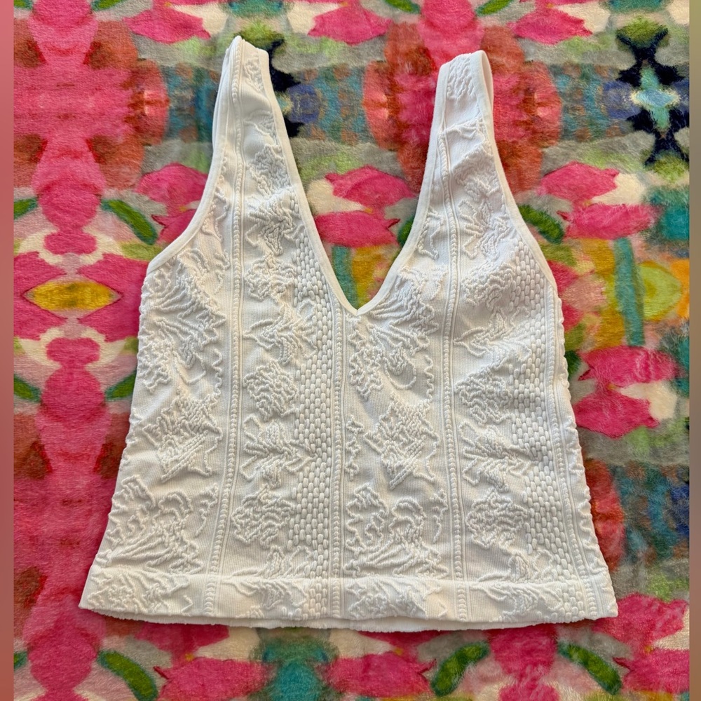 Urban Outfitters White Embroidered Tank Top